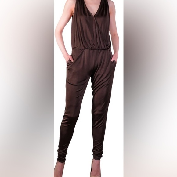 Halston Heritage blck stretch polyester blend day 2 nite straight leg pantsuit 6 - Picture 1 of 5